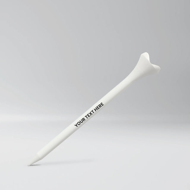 White custom 3-1/4" Plastic Golf Tees (100 Pack) with Your Text Here placeholder artwork