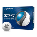 TaylorMade TP5 golf ball packaging with a golf ball in front