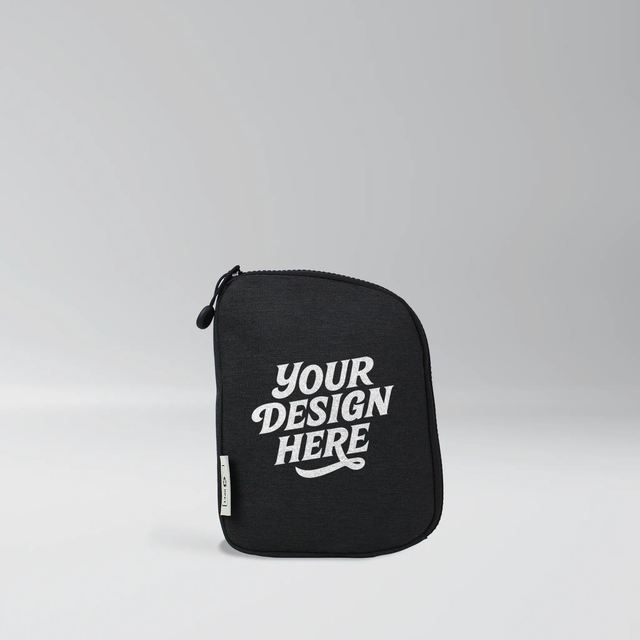 Custom golf valuables pouch with a zip closure and a printed design on the front