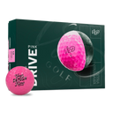 Custom Vice Drive golf ball in pink with a printed logo