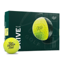Custom Vice Drive golf ball in yellow with a printed logo