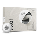 White golf ball with 'vice' branding on a matching packaging box.