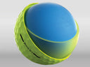 Inside a yellow Titleist Pro V1: urethane cover, casing layer and core